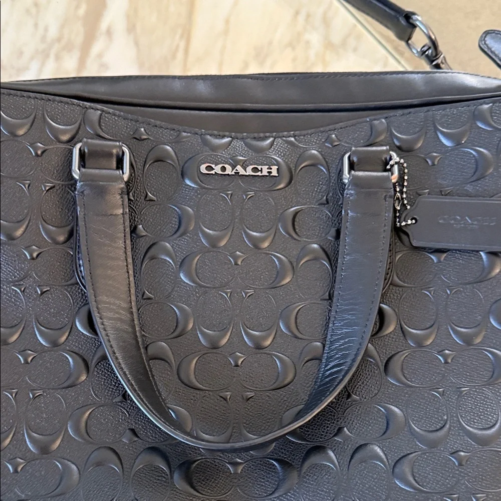 Coach• Black Graham Slim Brief in Signature Leather, Embossed